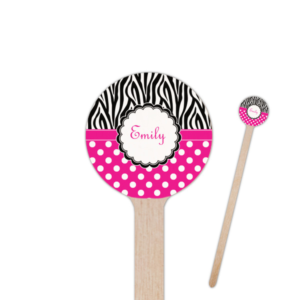 Custom Zebra Print & Polka Dots Round Wooden Stir Sticks (Personalized)