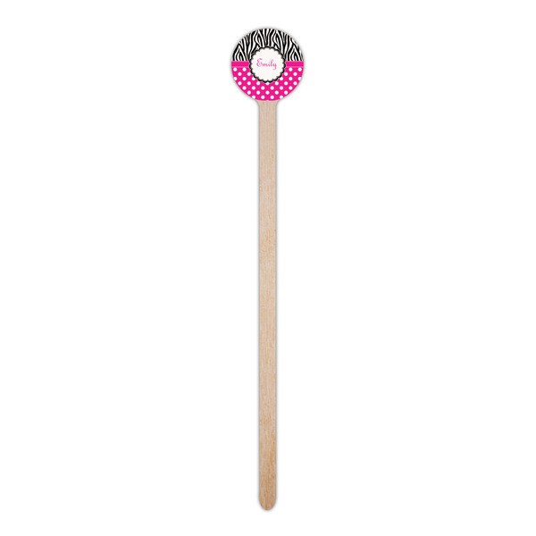Zebra Print & Polka Dots Wooden 6" Stir Stick - Round - Single Stick