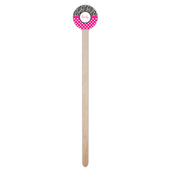 Zebra Print & Polka Dots Wooden 7.5" Stir Stick - Round - Single Stick