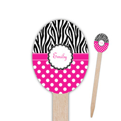 Zebra Print & Polka Dots Oval Wooden Food Picks (Personalized)