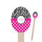 Zebra Print & Polka Dots Wooden Food Pick - Oval - Closeup