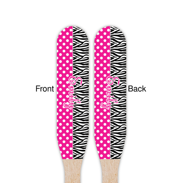Zebra Print & Polka Dots Wooden Food Pick - Paddle - Double Sided - Front & Back