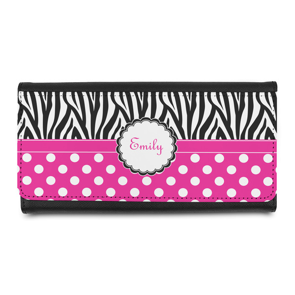 Custom Zebra Print & Polka Dots Leatherette Ladies Wallet (Personalized)