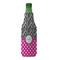 Zebra Print & Polka Dots Zipper Bottle Cooler - FRONT (bottle)
