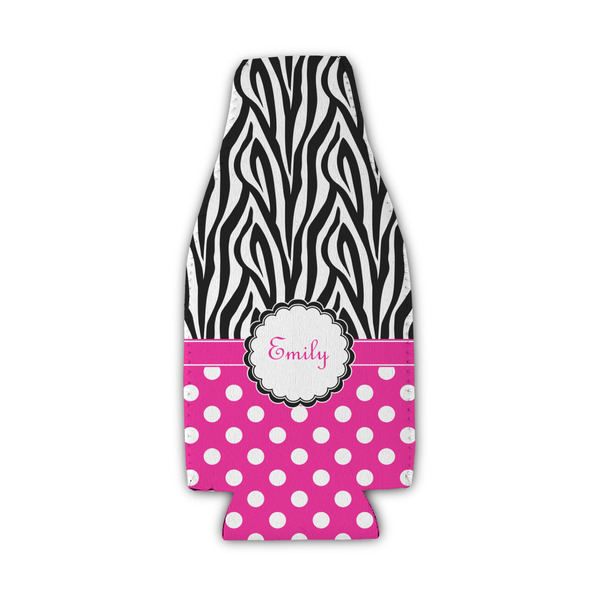 Custom Zebra Print & Polka Dots Zipper Bottle Cooler (Personalized)