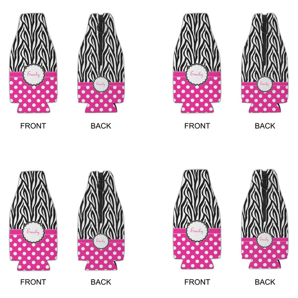 Zebra Print & Polka Dots Zipper Bottle Cooler - Set of 4 - APPROVAL