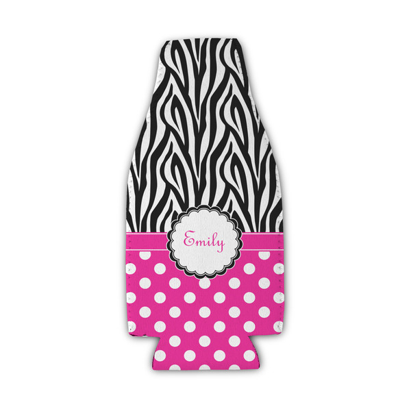 Zebra Print & Polka Dots Zipper Bottle Cooler - Set of 4 - FRONT