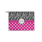 Zebra Print & Polka Dots Zipper Pouch - Small - 8.5"x6" (Personalized)