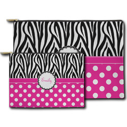 Zebra Print & Polka Dots Zipper Pouch (Personalized)