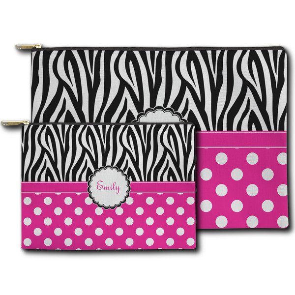 Zebra Print & Polka Dots Zippered Pouches - Size Comparison