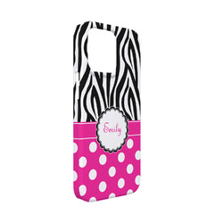 Zebra Print & Polka Dots iPhone Case - Plastic - iPhone 13 Mini (Personalized)