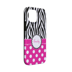 Zebra Print & Polka Dots iPhone Case - Rubber Lined - iPhone 13 Mini (Personalized)