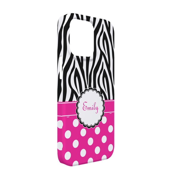 Custom Zebra Print & Polka Dots iPhone Case - Plastic - iPhone 13 Pro (Personalized)