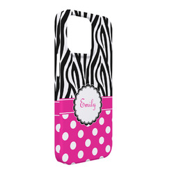 Zebra Print & Polka Dots iPhone Case - Plastic - iPhone 13 Pro Max (Personalized)