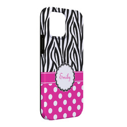 Zebra Print & Polka Dots iPhone Case - Rubber Lined - iPhone 13 Pro Max (Personalized)