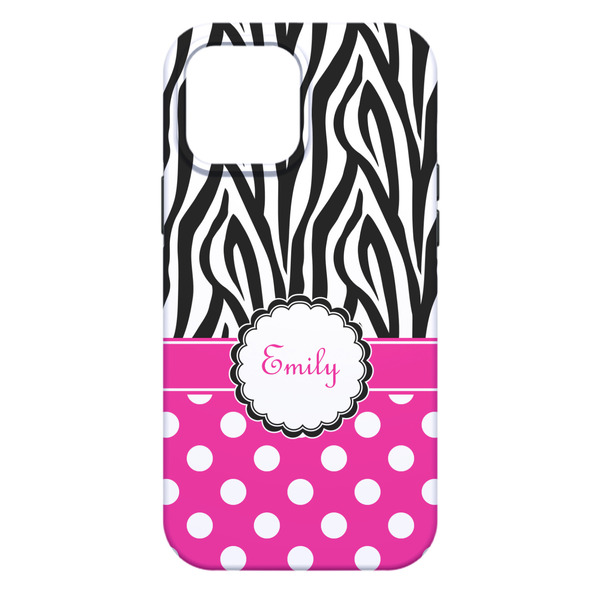 Zebra Print & Polka Dots iPhone 13 Pro Max Tough Case - Back