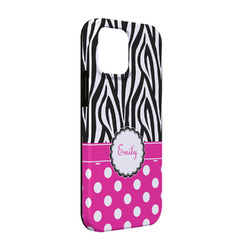 Zebra Print & Polka Dots iPhone Case - Rubber Lined - iPhone 13 Pro (Personalized)