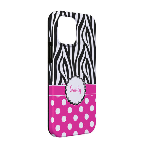 Custom Zebra Print & Polka Dots iPhone Case - Rubber Lined - iPhone 13 Pro (Personalized)