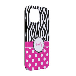 Zebra Print & Polka Dots iPhone Case - Rubber Lined - iPhone 13 (Personalized)