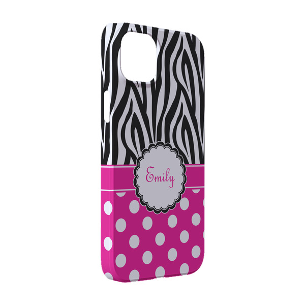Custom Zebra Print & Polka Dots iPhone Case - Plastic - iPhone 14 (Personalized)