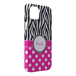 Zebra Print & Polka Dots iPhone Case - Plastic - iPhone 14 Plus (Personalized)