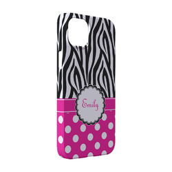 Zebra Print & Polka Dots iPhone Case - Plastic - iPhone 14 Pro (Personalized)