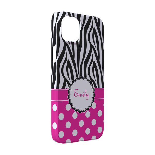 Custom Zebra Print & Polka Dots iPhone Case - Plastic - iPhone 14 Pro (Personalized)