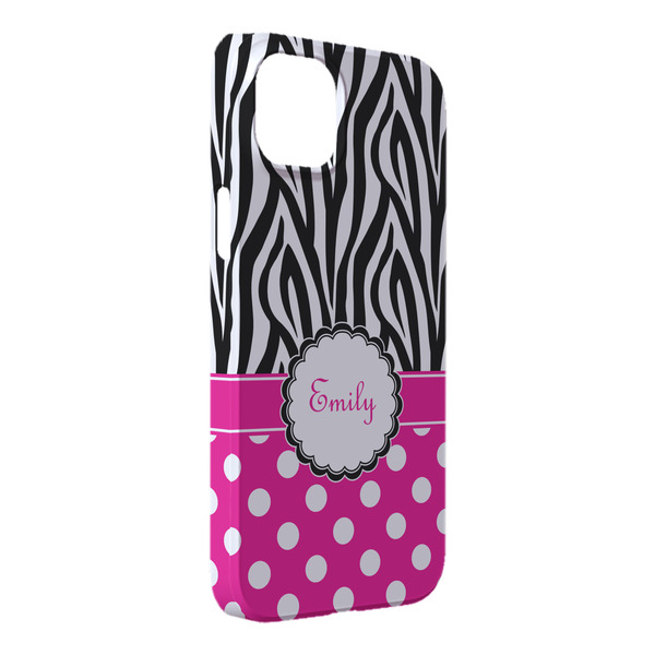 Custom Zebra Print & Polka Dots iPhone Case - Plastic - iPhone 14 Pro Max (Personalized)