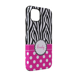 Zebra Print & Polka Dots iPhone Case - Rubber Lined - iPhone 14 Pro (Personalized)