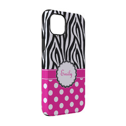 Zebra Print & Polka Dots iPhone Case - Rubber Lined - iPhone 14 (Personalized)