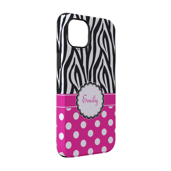 Custom Zebra Print & Polka Dots iPhone Case - Rubber Lined - iPhone 14 (Personalized)