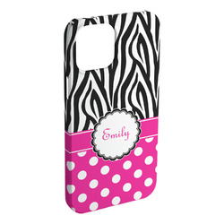 Zebra Print & Polka Dots iPhone Case - Plastic - iPhone 15 Plus (Personalized)