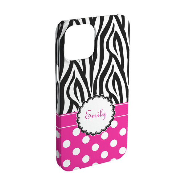 Custom Zebra Print & Polka Dots iPhone Case - Plastic - iPhone 15 Pro (Personalized)