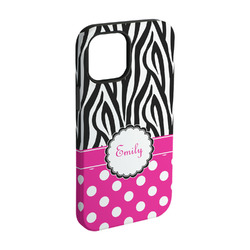 Zebra Print & Polka Dots iPhone Case - Rubber Lined - iPhone 15 Pro (Personalized)