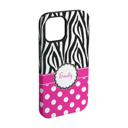 Zebra Print & Polka Dots iPhone Case - Rubber Lined - iPhone 15 (Personalized)