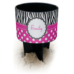 Zebra Print & Polka Dots Black Beach Spiker Drink Holder (Personalized)