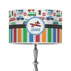 Transportation & Stripes 12" Drum Lamp Shade - Poly-film (Personalized)
