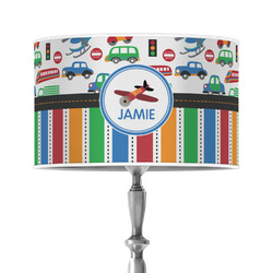 Transportation & Stripes 12" Drum Lamp Shade - Poly-film (Personalized)