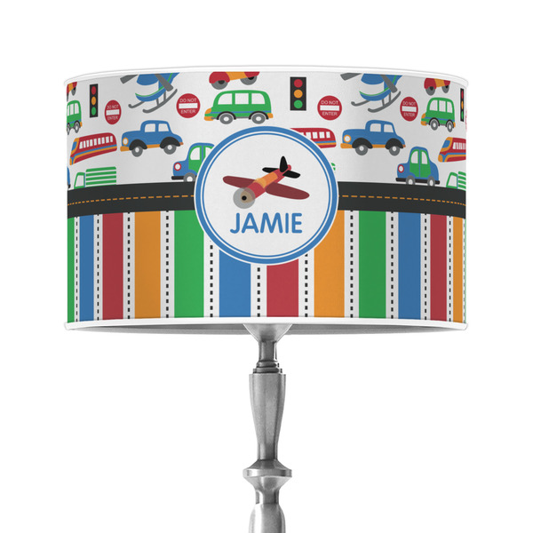 Custom Transportation & Stripes 12" Drum Lamp Shade - Poly-film (Personalized)
