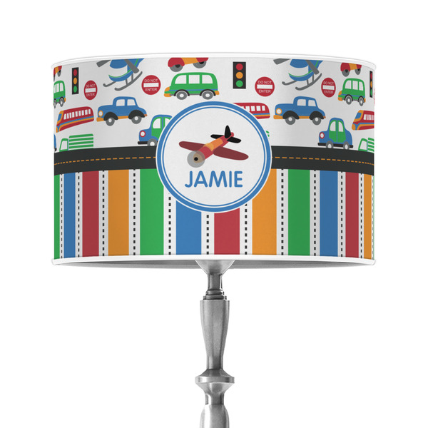 Custom Transportation & Stripes 12" Drum Lamp Shade - Poly-film (Personalized)