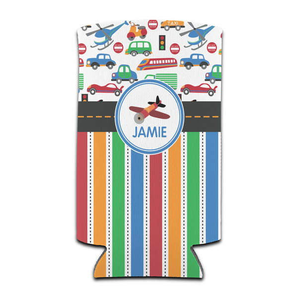 Custom Transportation & Stripes Can Cooler (tall 12 oz) (Personalized)