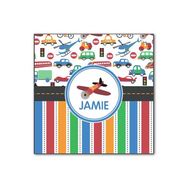 Custom Transportation & Stripes Wood Print - 12x12 (Personalized)