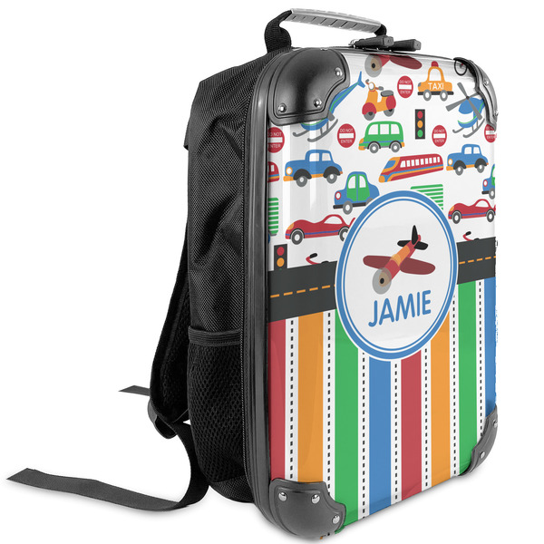 Custom Transportation & Stripes Kids Hard Shell Backpack (Personalized)