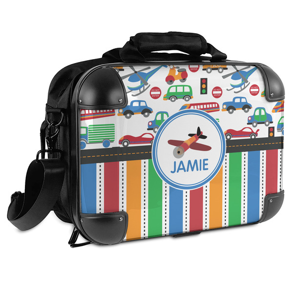 Custom Transportation & Stripes Hard Shell Briefcase (Personalized)