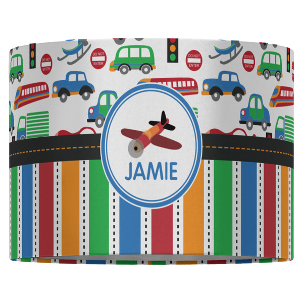 Transportation & Stripes 16" Drum Lampshade - FRONT (Fabric)