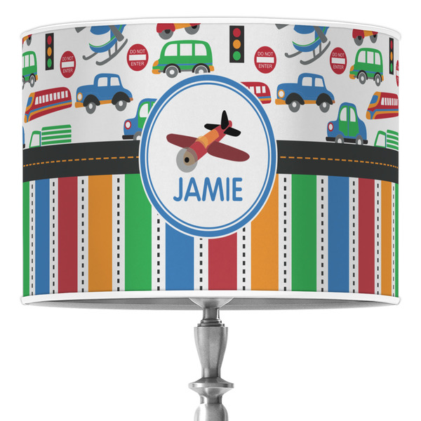 Custom Transportation & Stripes 16" Drum Lamp Shade - Poly-film (Personalized)