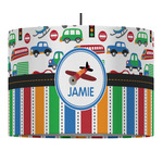 Transportation & Stripes 16" Drum Pendant Lamp - Fabric (Personalized)