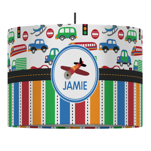 Custom Transportation & Stripes Drum Pendant Lamp (Personalized)
