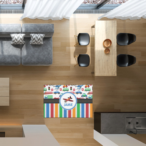 Transportation & Stripes 2'x3' Indoor Area Rugs - IN CONTEXT