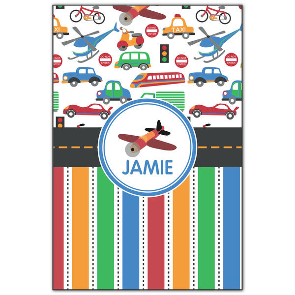 Custom Transportation & Stripes Wood Print - 20x30 (Personalized)